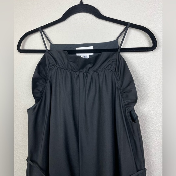 Anthro Corey Lynn Calter Harper Midi Dress Women's Large Poplin Tie Waist Black - Picture 7 of 16